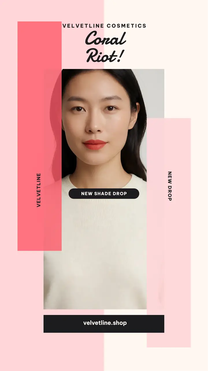 Velvetline Coral Riot lipstick story template
