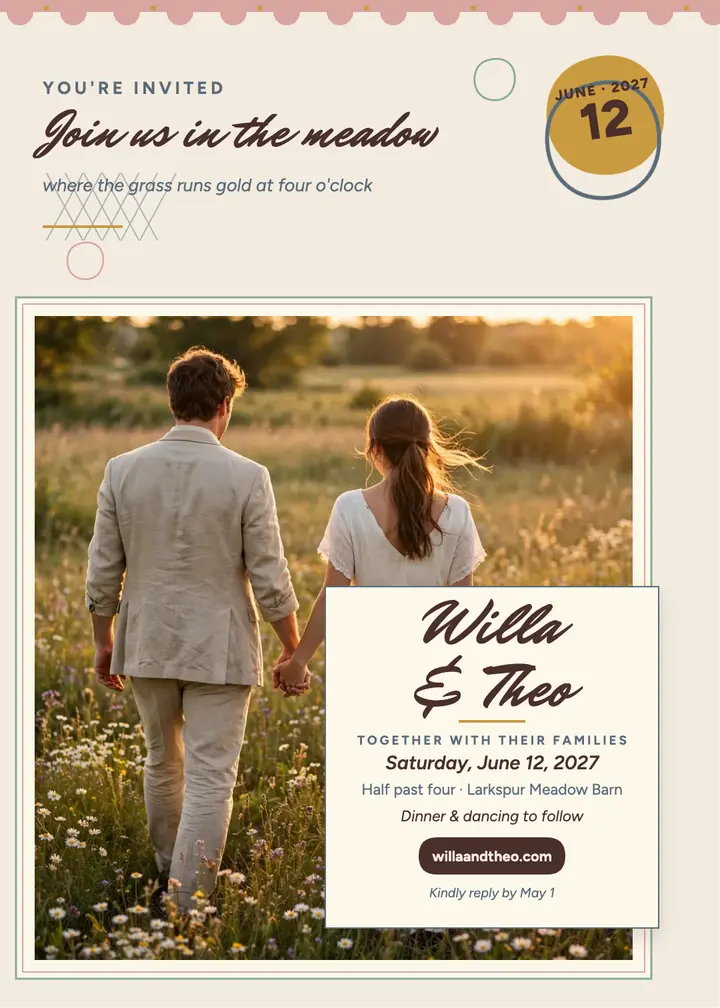 Willa and Theo painted meadow invitation template