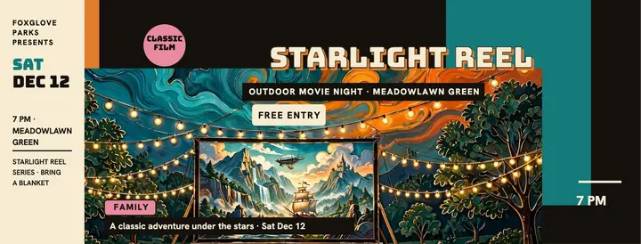 Starlight Reel park movie night cover template