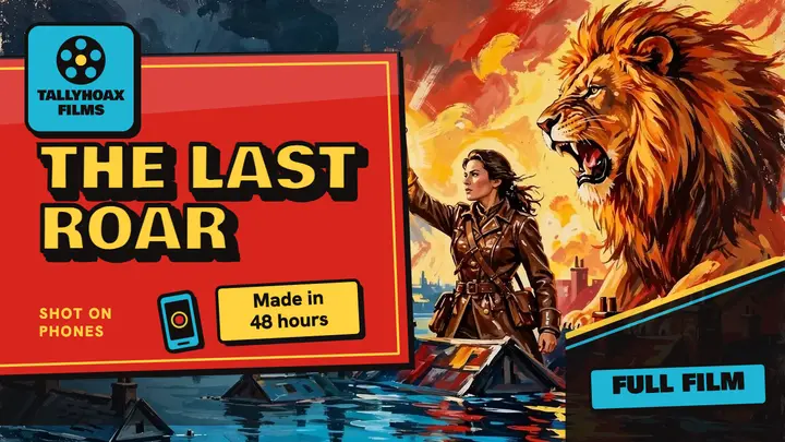 The Last Roar short film thumbnail, painted cinema billboard template