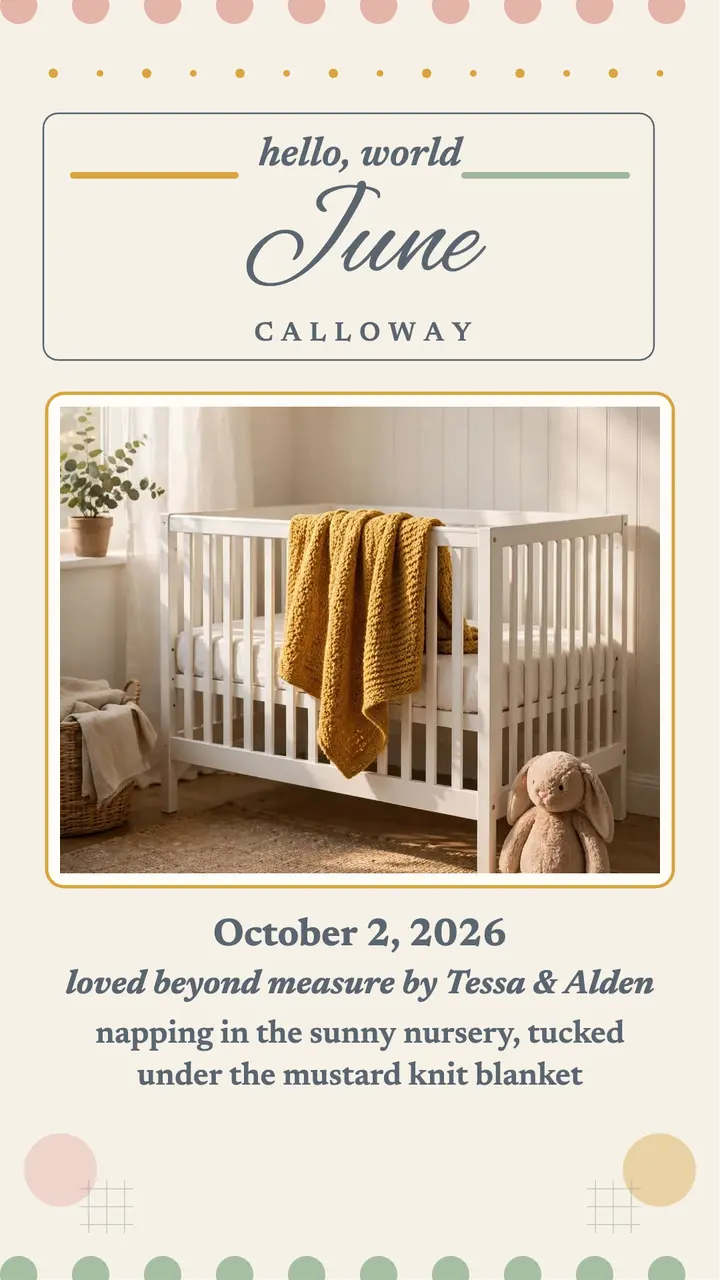 June painted nursery baby story template