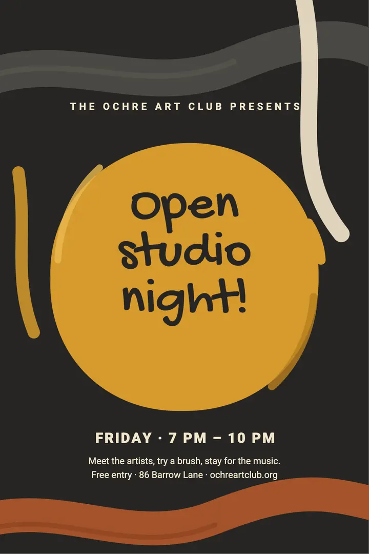 Painted open studio poster template