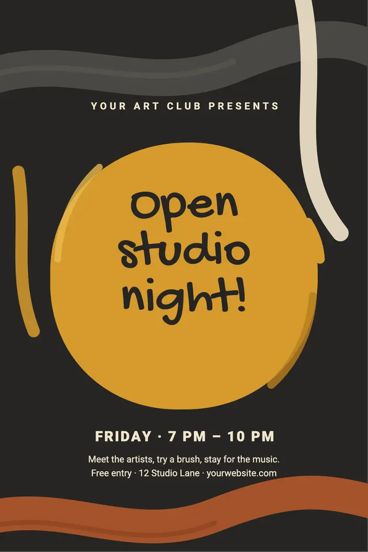 Painted open studio poster template
