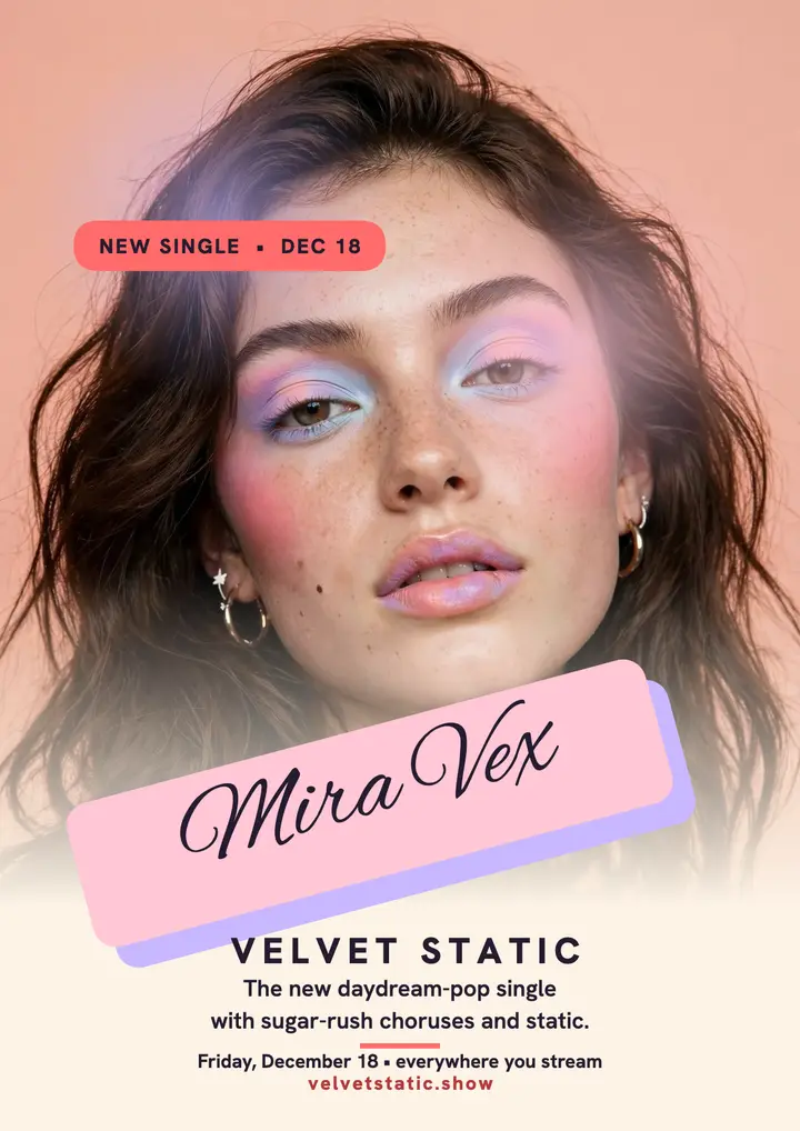 Mira Vex Velvet Static single drop flyer template