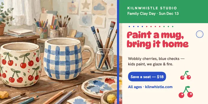 Kilnwhistle family clay day pottery post template