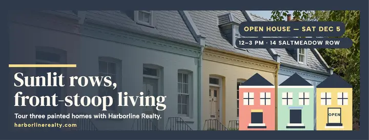 Painted row houses open house cover template