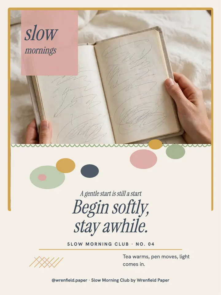 Slow morning affirmation card, painted: morning affirmation card template