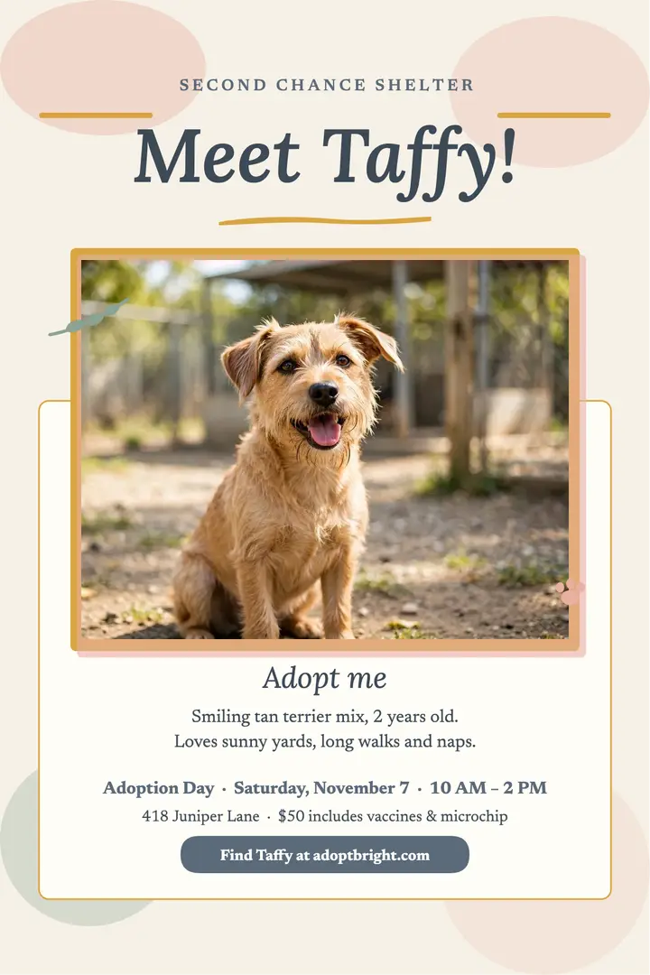 Painted terrier adoption day poster template