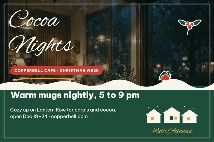 Copperbell Cocoa Nights painted window card template