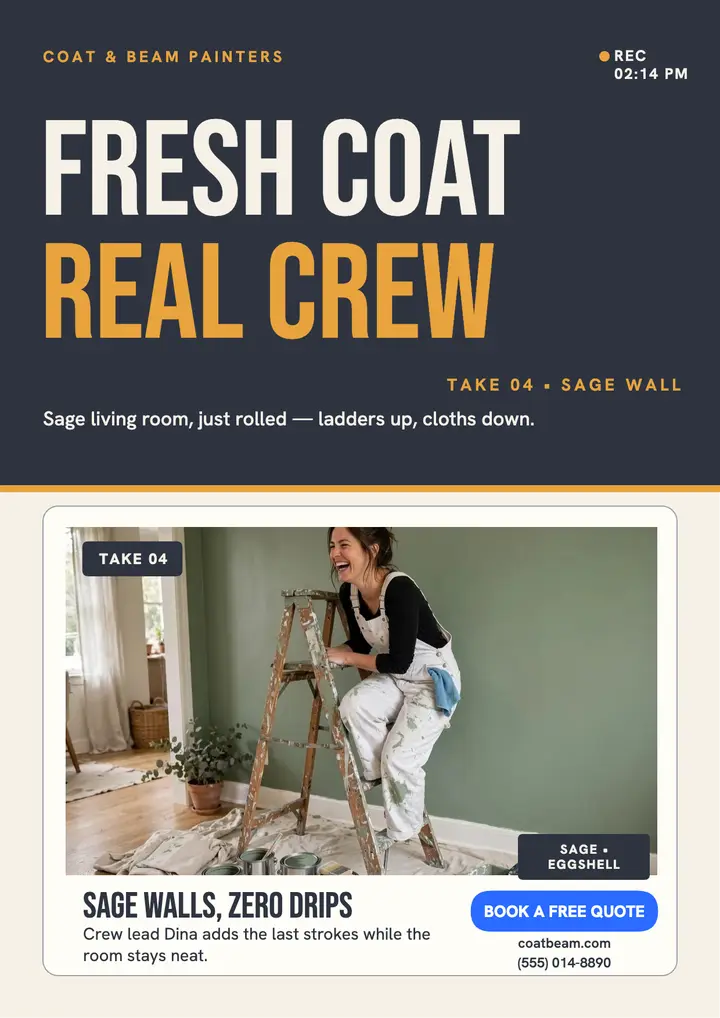 Coat and Beam painter crew candid flyer: painter flyer template
