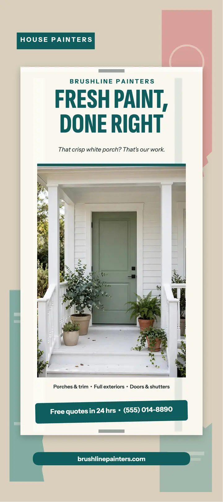 Brushline Painters fresh porch rack card template