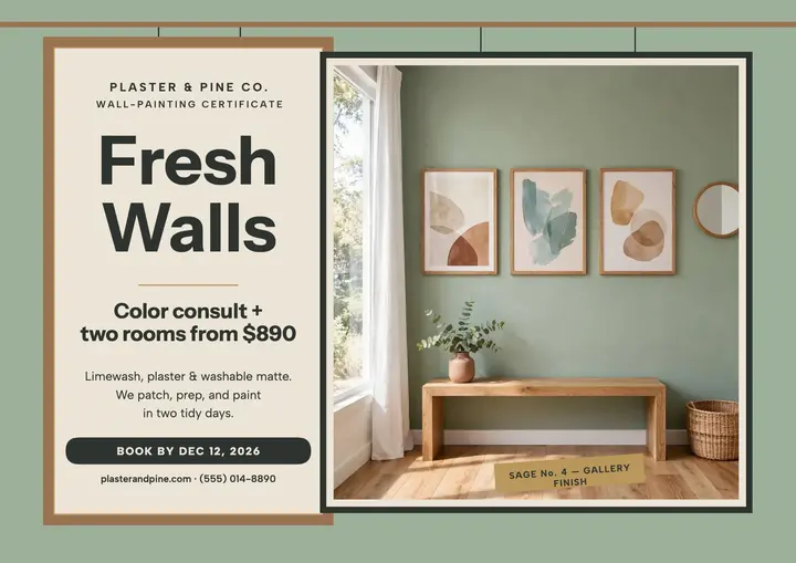 Plaster and Pine gallery wall certificate: painting service certificate template