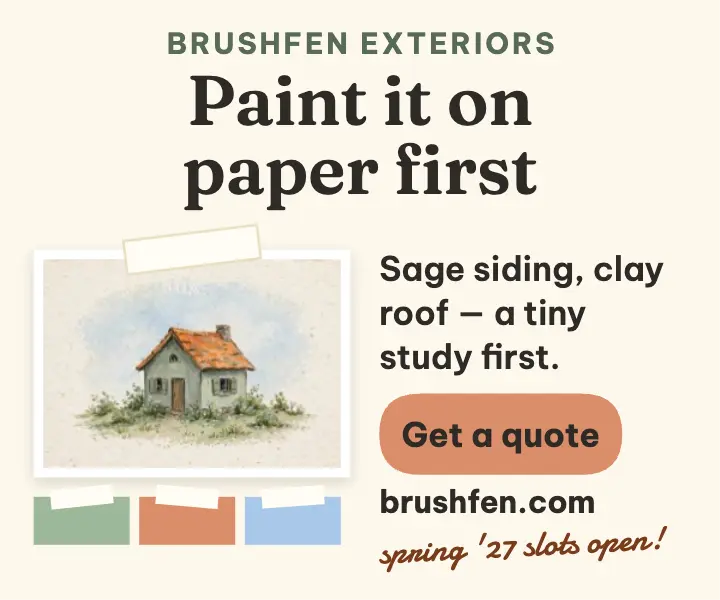 Brushfen cottage repaint gouache ad template