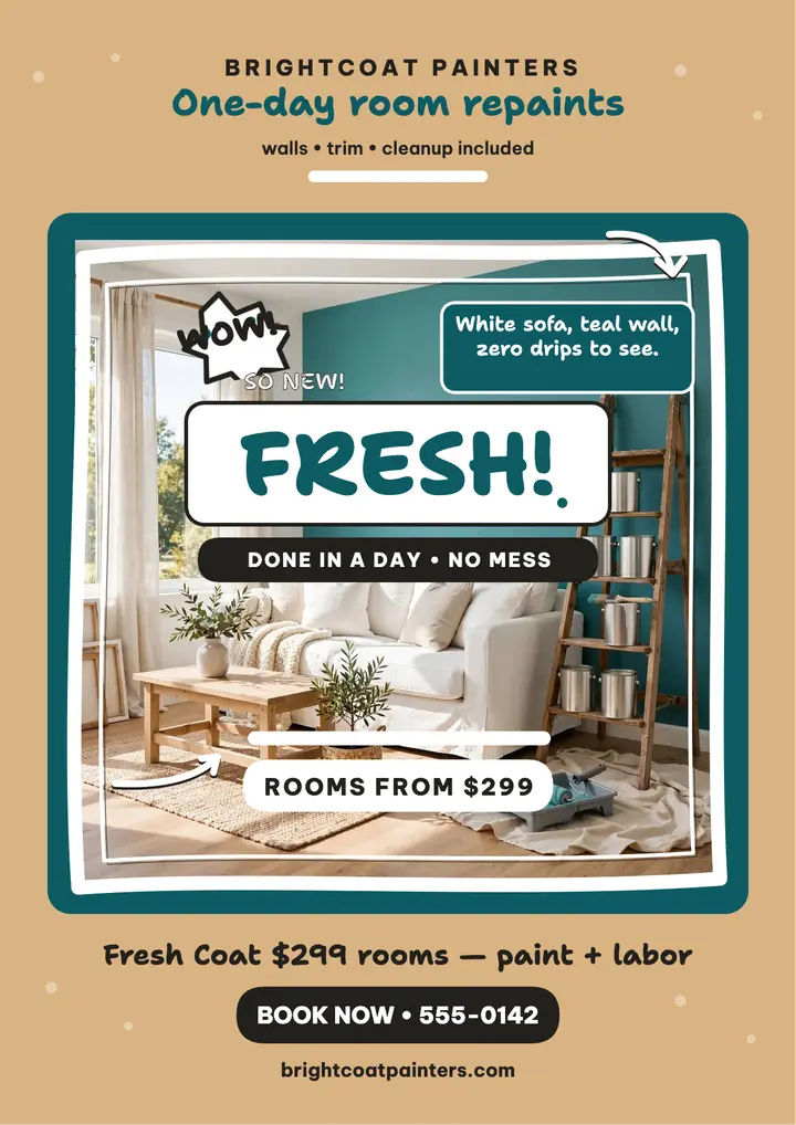 Brightcoat fresh room doodle flyer template