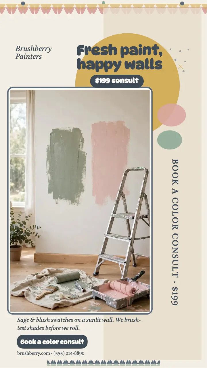 Brushberry house painter story ad: painter story ad template