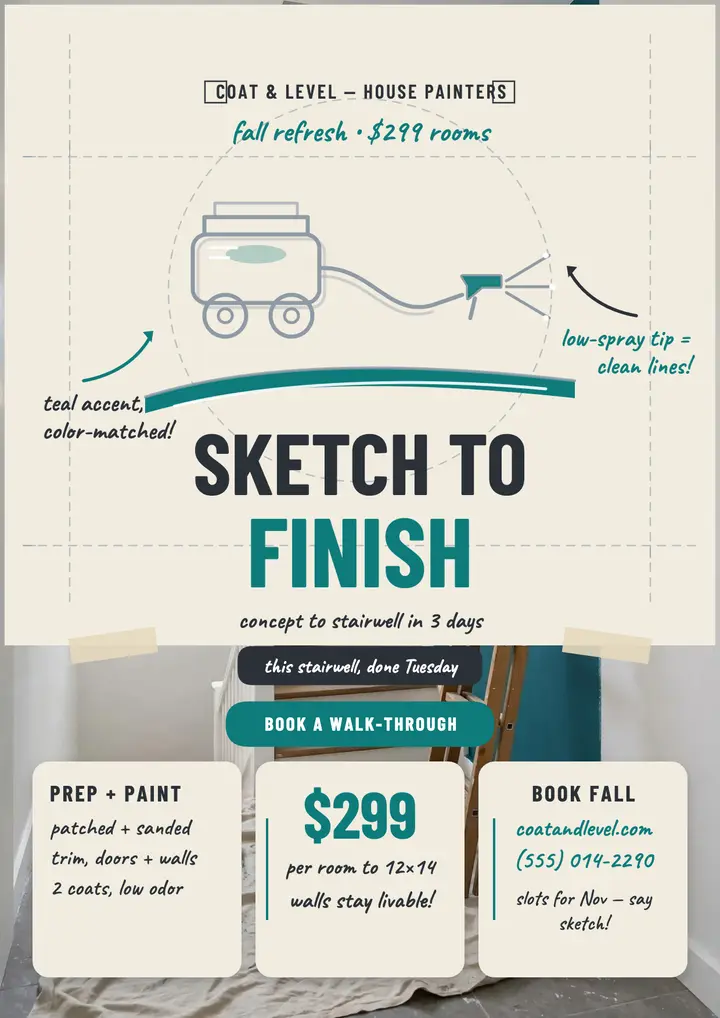 Coat and Level sketch to finish flyer template