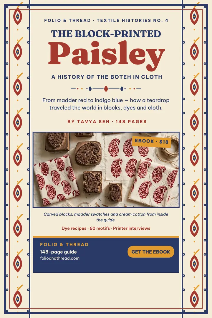 Block-printed paisley ebook poster template