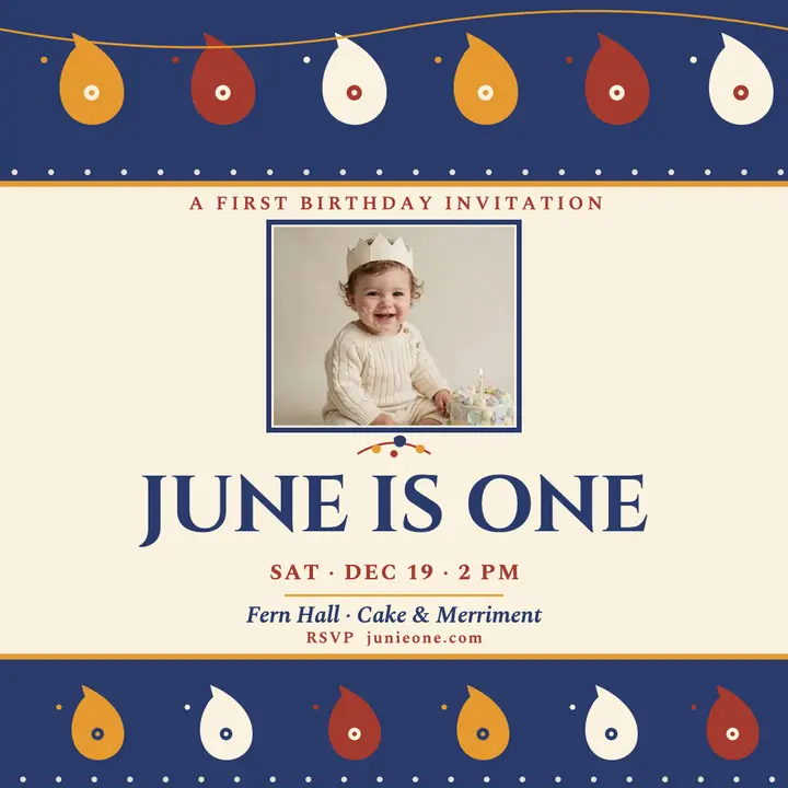 June first birthday paisley invite template