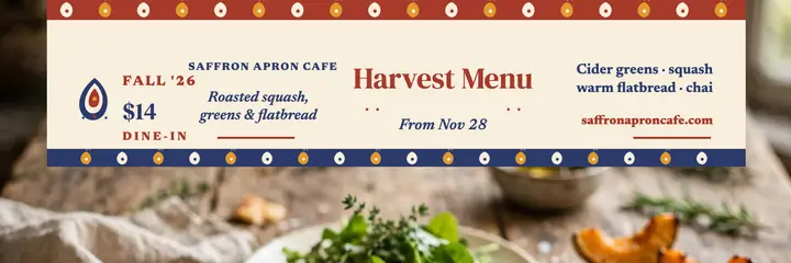 Saffron Apron fall harvest menu header template