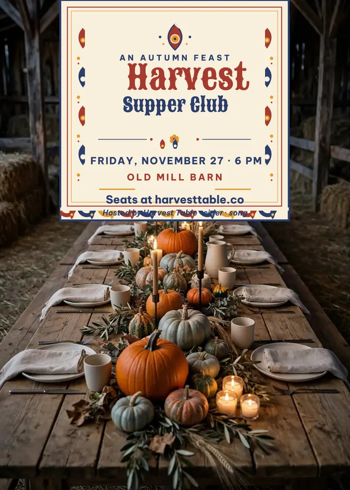 Harvest Table harvest supper invitation template