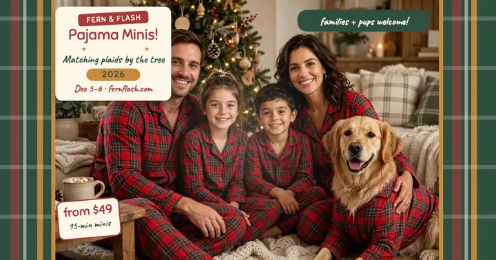 Fern and Flash plaid pajama minis post: holiday mini sessions post template