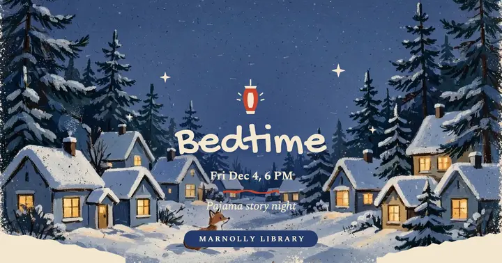 Marnolly Library pajama story night gouache post template