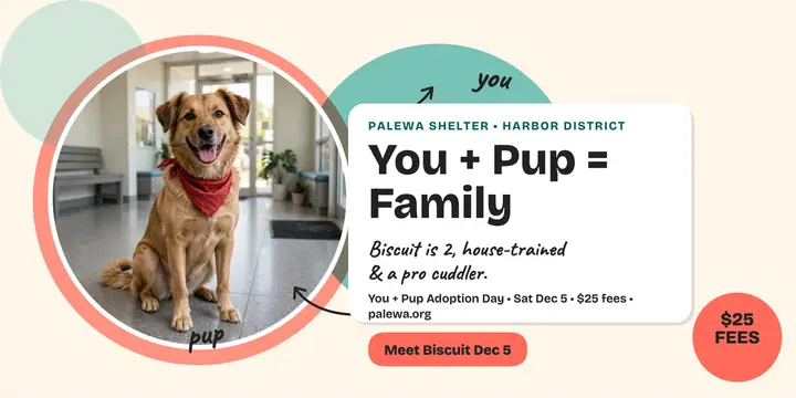 Palewa you plus pup adoption day post template