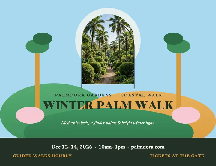 Palmdora winter palm walk flyer: garden walk flyer template