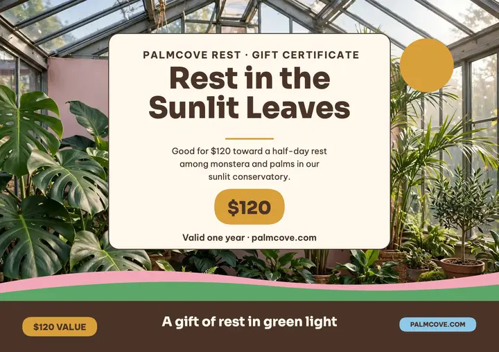 Palmcove Rest conservatory gift certificate template