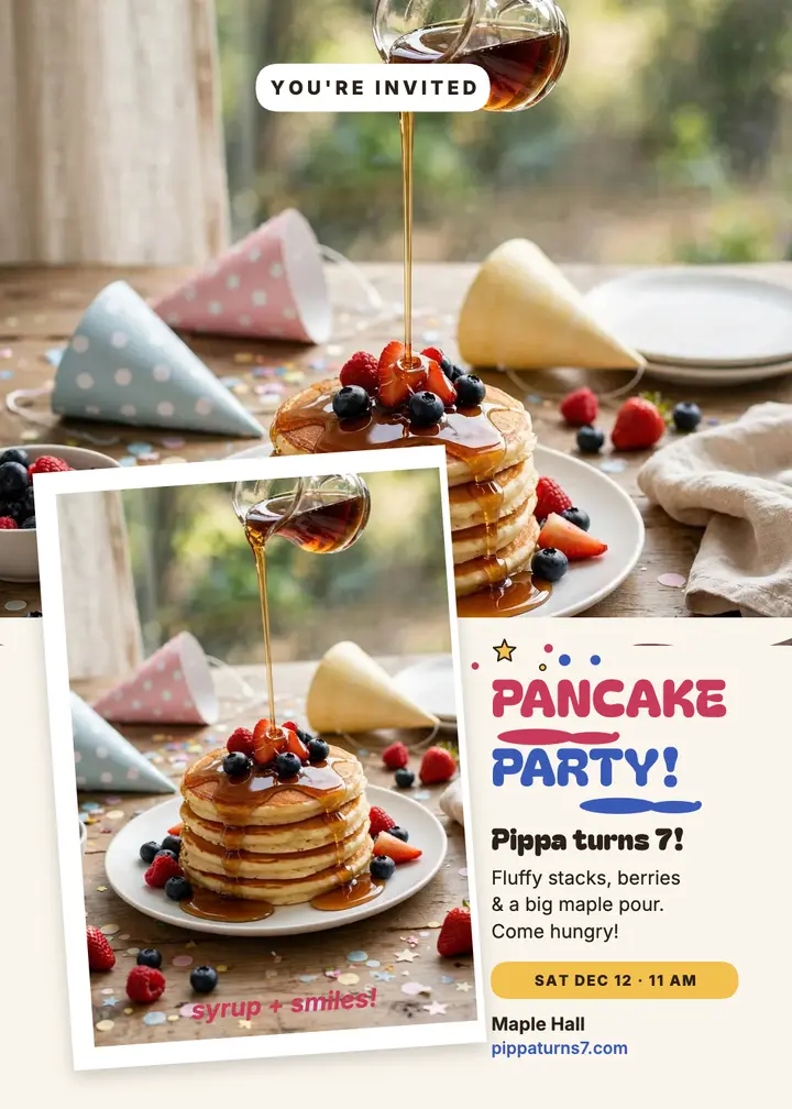 Pippa pancake birthday invitation template