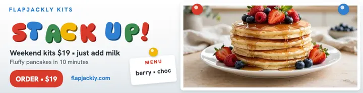 Flapjackly pancake kits fridge billboard template