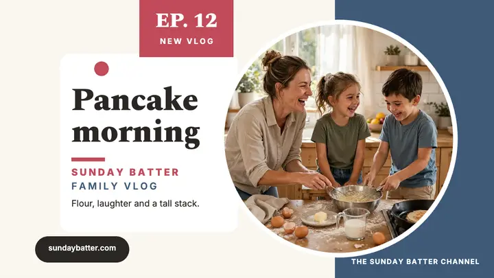Sunday Batter pancake morning vlog thumbnail template