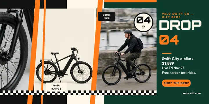 Velo Swift city e-bike drop livery post template