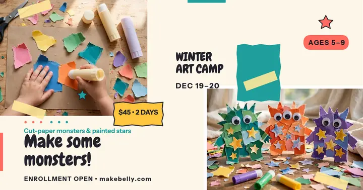 Makebelly weekend art camp collage post template