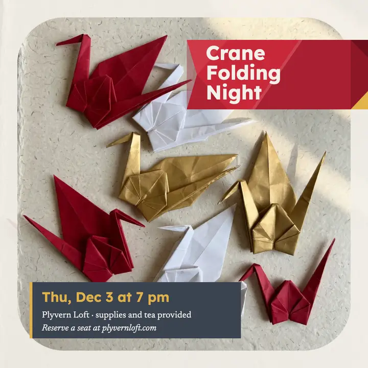 Paper crane folding night origami post template