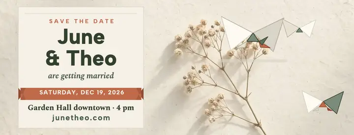 June and Theo paper crane wedding cover template