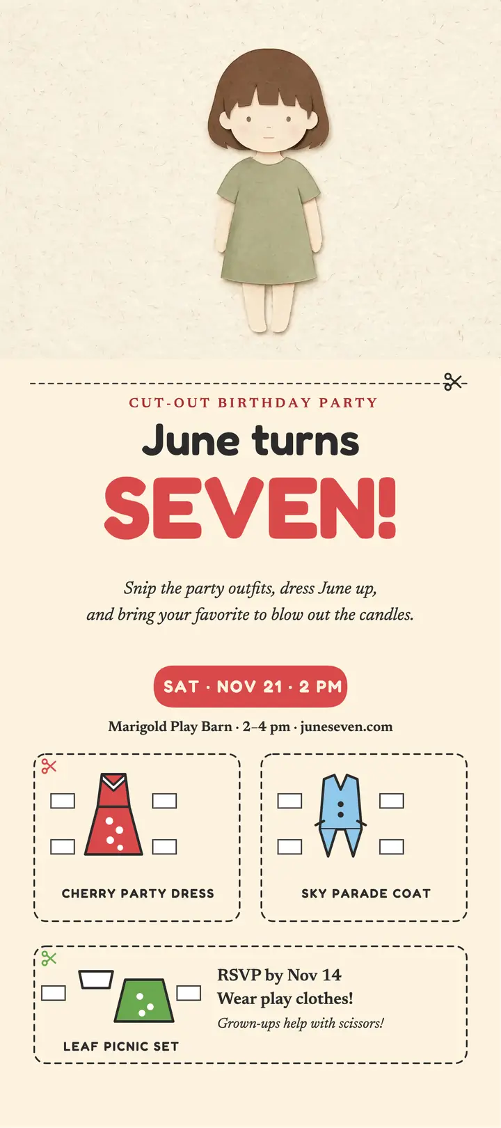 June paper-doll birthday rack card template