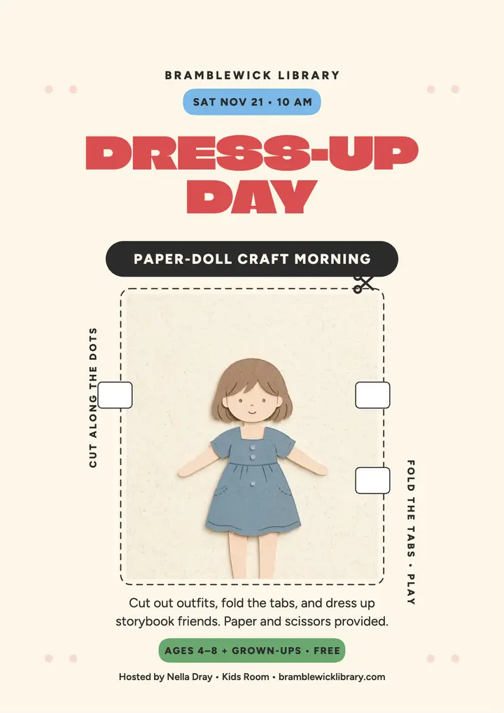 Bramblewick dress-up doll craft flyer template