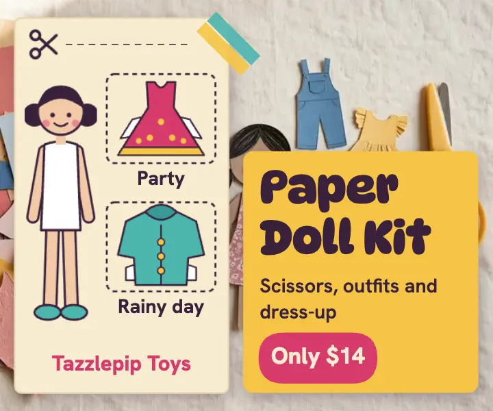 Paper doll craft kit medium rectangle ad template
