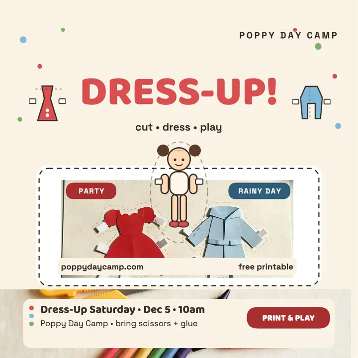 Poppy Day Camp dress-up play sheet template