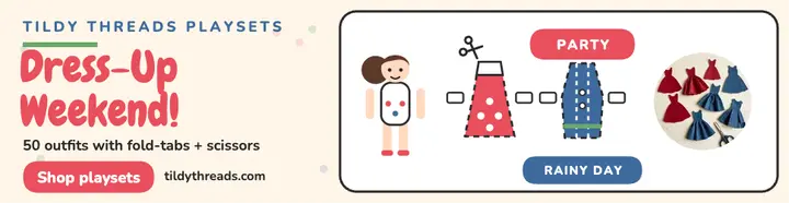 Tildy Threads dress-up playset billboard template