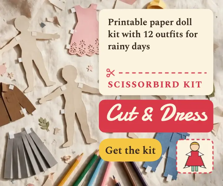 Printable paper doll kit medium rectangle ad: paper doll kit ad template