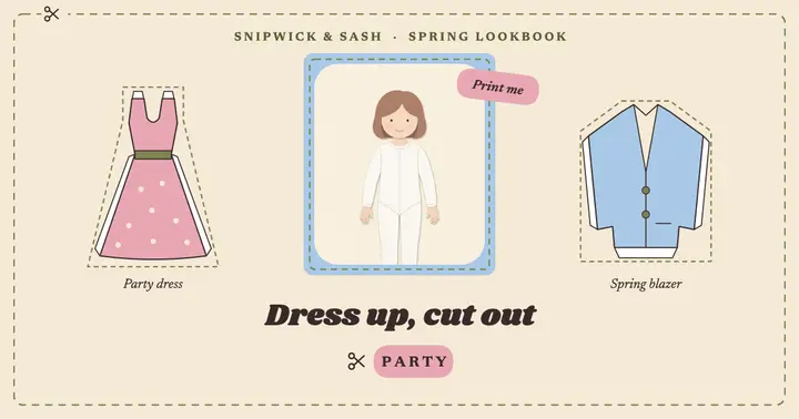 Snipwick & Sash paper doll spring lookbook post template