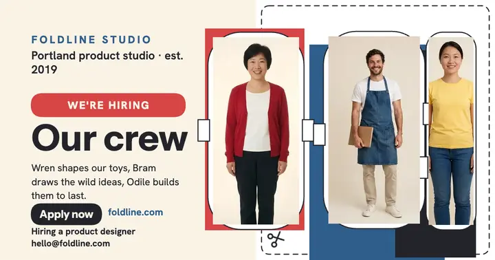 Foldline Studio meet the team hiring post: meet the team hiring post template