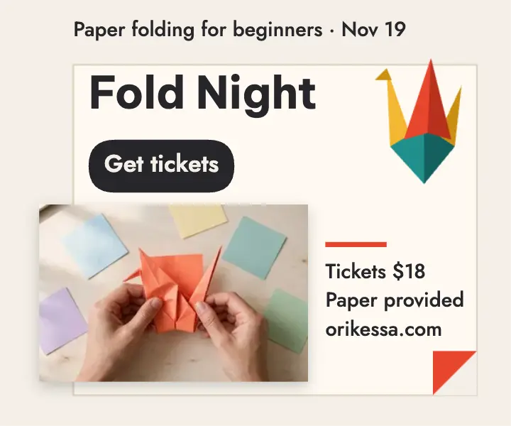 Orikessa Fold Night paper folding workshop ad template