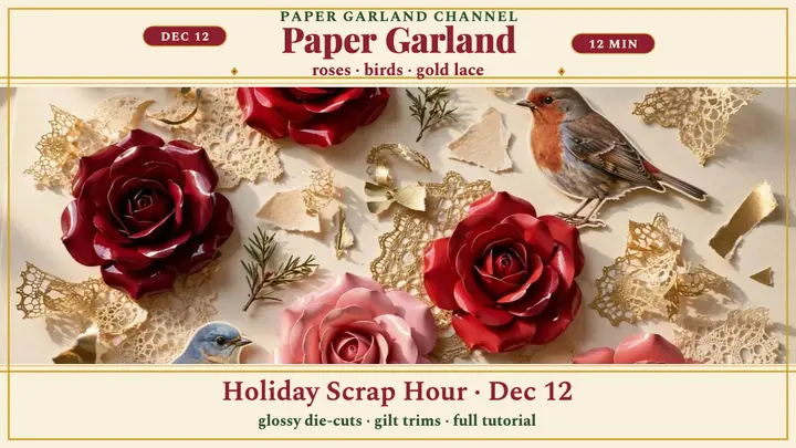 Paper garland holiday scrap thumbnail template