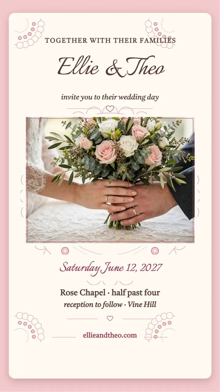 Ellie and Theo lace wedding invite story template