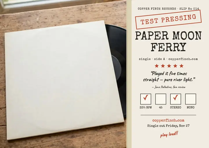 Paper Moon Ferry single review slip template