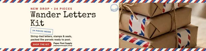 Paper Post Supply Wander Letters launch banner template