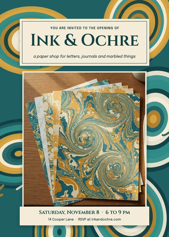 Paper shop opening, marbled paper template